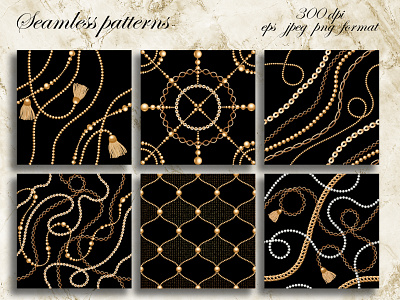 Chains gold collection. Vector set strip