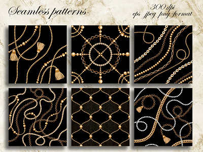 Chains gold collection. Vector set