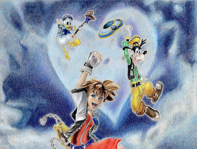 Kingdom Hearts 20th Anniversary - Colored Pencil Drawing - Nic W illustration