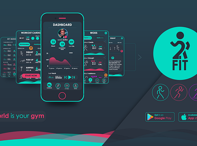 2 FIT - App fitness adobe illustrator adobexd app banner concept creative design design app fitness flat graphics grapicdesign landingpage prototype sport sports ui ux visual visual design