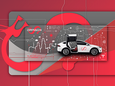 TESLA DRAGON adobe illustrator adobe photoshop automotive design banner city clean concept cyber design dragon electric electric machine electricity electronic flatdesign hmi illustrator interaction design minimal tesla