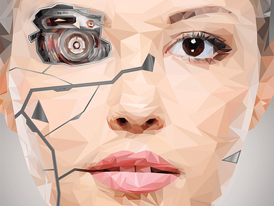 CYBORG - LOWPOLY adobe photoshop character computer cyber cyber woman cyborg eyes face human illustrator iron look low poly low polygon lowpoly lowpolyart polygon robot robots woman
