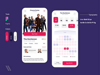 Buying Cinema Tickets app design ui ux