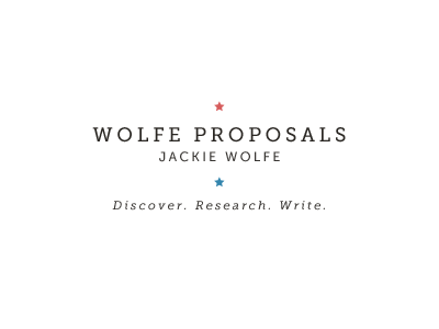 Jackie black blue logo red white wolfe