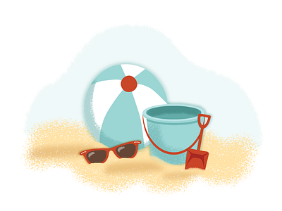 A day at the beach beach bucket pail sand summer sunglasses texture