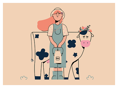 Girl Farm art character design farm flat illustration illustrator love