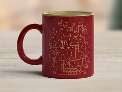 Mug Happy Holidays art branding design illustration illustration art illustrator mockup