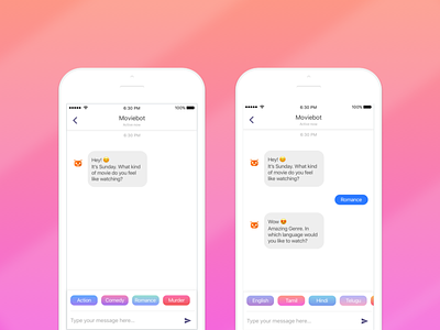 Moviebot - Chatbot for Movies chatbot ios movie theatre ui ux