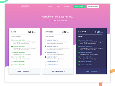 Pricing Page - Multiple Options