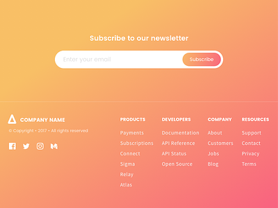 Newsletter Subscription and Footer - Gradients footer gradient newsletter subscription ui ux web