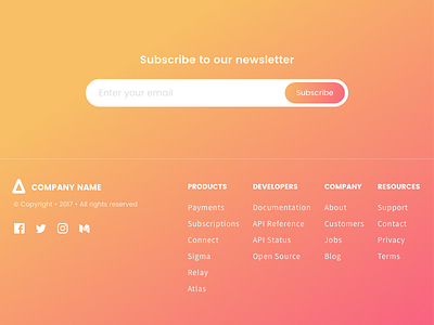 Newsletter Subscription and Footer - Gradients