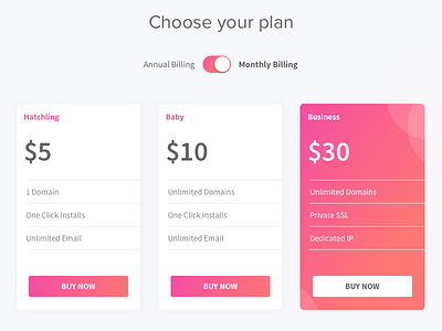 Pricing Page Cards