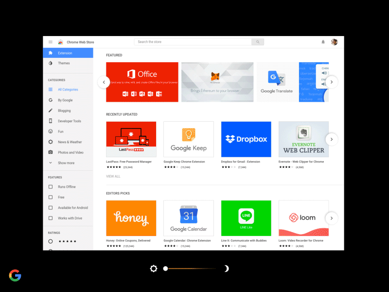 Chrome Web Store Material Design animation apps chrome dashboard google google design integration material ui ux web website