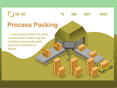 isometric pacing manufacturing for website landing page