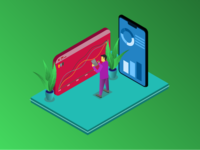 isometric checkin diagram monitor