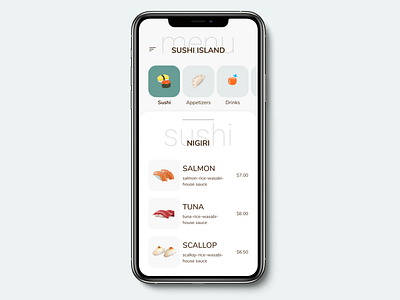 Daily UI 043 - Food Drink Menu app daily ui dailyui dailyuichallenge design food illustration menu mobile mobile app restaurant ui