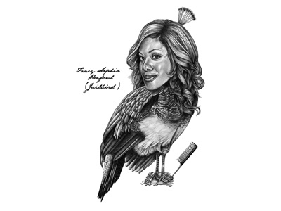 Sophia Burset - Jailbird birds graphite illustration netflix oitnb orangeisthenewblack piperchapman piperkerman scientificillustration surrealism