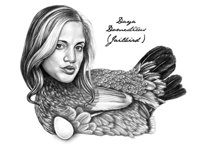 Dayanara Diaz - Jailbird birds graphite illustration netflix oitnb orangeisthenewblack piperchapman piperkerman scientificillustration surrealism