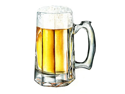 Cheers beer color glass illustration reflection watercolor