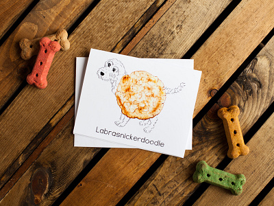 Labrasnickerdoodle Greeting Card card cookie design dogs greetingcard labradoodle labrador pets poodle type