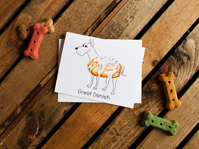 Great Danish Greeting Card danish dessert dog greatdane greetingcard pets treats type