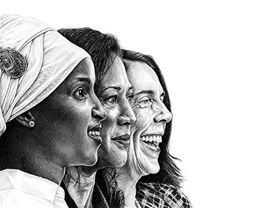 Why I March graphite ilhanomar kamalaharris katebrown portrait whyimarch wmow women womensmarchonwashington womensrights