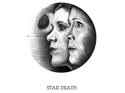 Star Death carrie fisher drawing general organa graphite portraits portraiture princess leia star wars