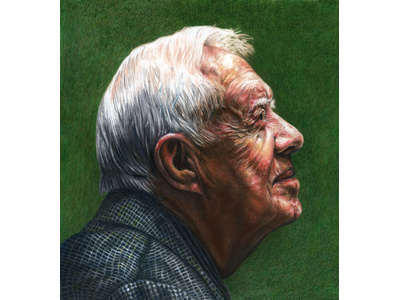 Jimmy Carter color colored pencil drawing illustration jimmy carter pastel politics portrait