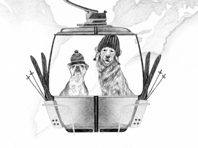 Ralph Lauren Winter Sale Illustration advertising dogs drawing graphite illustration marketing ralph lauren skiing winter