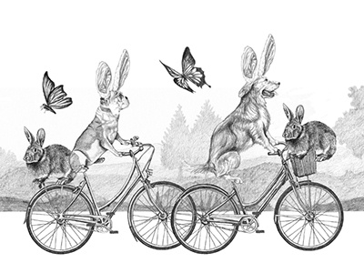 Illustration for Ralph Lauren's Spring Sale 2 advertising bicycles butterflies dogs drawing easter graphite illustration marketing rabbits ralph lauren spring