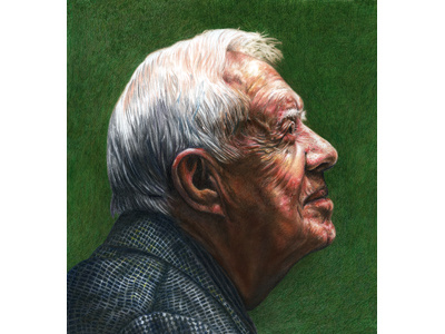 Jimmy Carter in ICON10 Detroit Gallery Show art coloredpencils drawing illustration jimmycarter pastel politics portraits