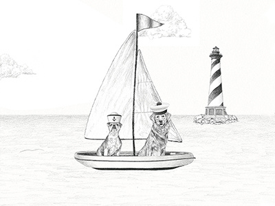 Ralph Lauren Summer Sale Illustration art boat dogs drawing graphite illustration lighthouse ralphlauren realism summer