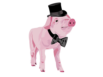 Fancy Pig color drawing illustrator pig ralph lauren style vector