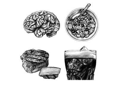Men's Health Bulletin - April & May 2016 art drawing editorial illustration food food illustration graphite illustration mens health realism