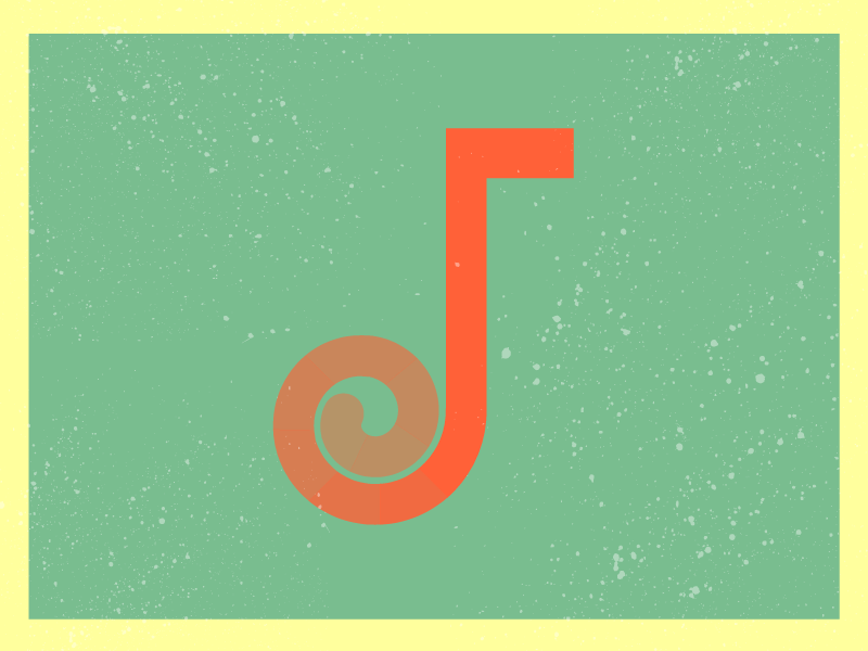 Js on my Screen orange spiral flat texture rustic letter j