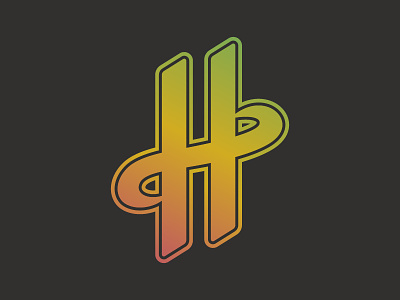 Hot Stuff gradient green h icon logo red sticker transfer yellow
