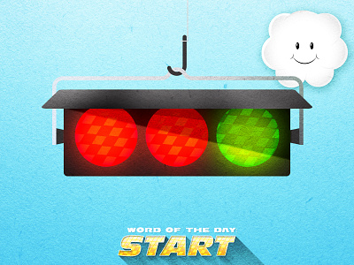 STARTING POINT blue illustration lakitu mario kart texture traffic traffic lights vector word of the day