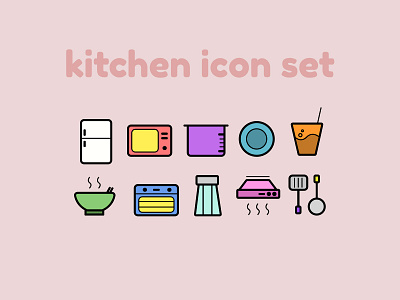 Kitchen Icon Set design flat icon illustration illustrator logo minimal vector website