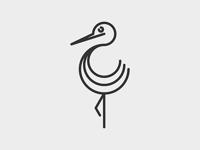 monoline crane bird logo