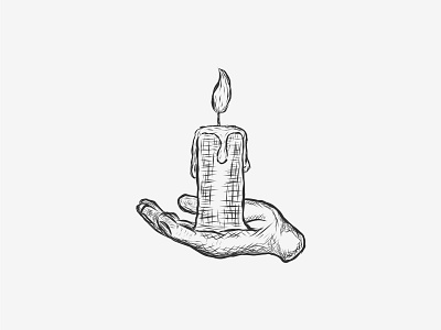hand drawn candle in hand
