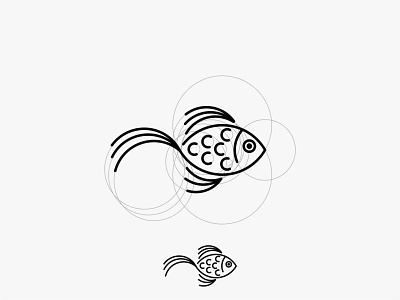 mono line fish animal circles fish goldenratio icon logo modern monoline monolinear simple
