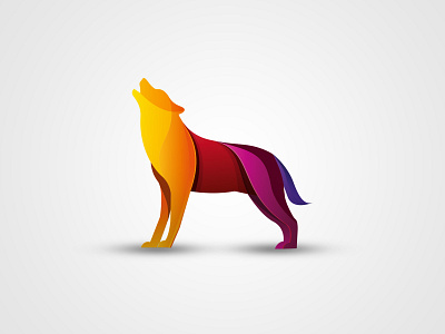 wolf branding colorful design icon logo silhouette vector