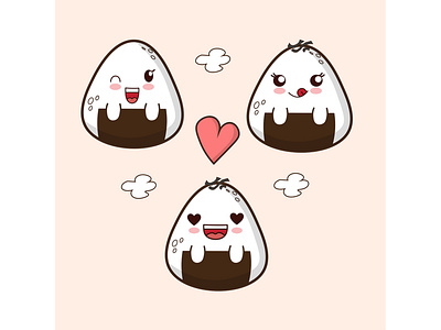 cute onigiri design illustration vector