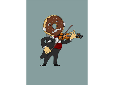 Donuts Violin animation design illustration logo vector