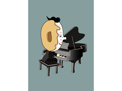 Donuts Piano animation design illustration vector