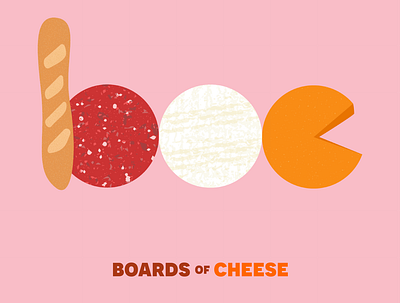 Instagram logo for @boardsofcheese branding bread charcuterie cheese design food food illustration illustration instagram instagram branding logo millennial pink typography