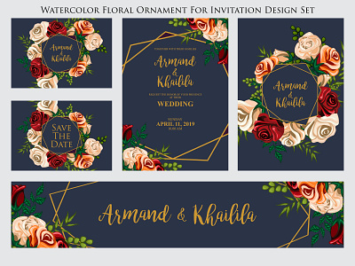 Watercolor Floral Ornament For Invitation And Greeting Card art background card decoration design floral flower frame graphic illustration invitation nature pattern set spring summer template vector watercolor wedding