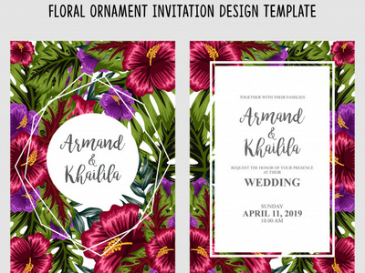 Floral Ornament Invitation Design Template abstract art background border card decoration decorative design floral flower frame graphic illustration leaf ornament ornate pattern retro vector vintage