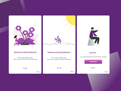 Landing pages for Daily Reflection app