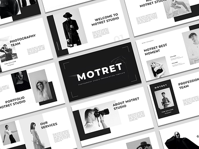 Motret - Photography Studio Powerpoint Template agency blackandwhite business clean company corporate creative modern photography portfolio portrait powerpoint studio